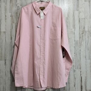 Johnny Bigg Anders Pink Linen Long Sleeve Button Down Shirt Big Tall Size 4XL